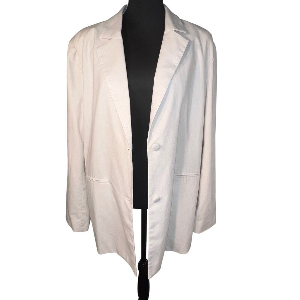 Crescent, ladies size L Linen Blend 2-Button Cottagecore Minimalist Boho Blazer‎